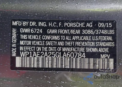 2016 Porsche Cayenne E-Hybrid S from USA, damaged, VIN WP1AE2A25GLA60784